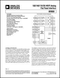 AD9888KS-140 datasheet: 3.6V; 100/140/170/205 MSPS analog flat panel interface. For RGB graphics processing, LCD monitors and projectors, plasma display panels, scan converters, microdisplays and digital TV AD9888KS-140