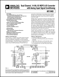 5962-0150601HXA datasheet: 0-7V; dual channel, 14-bit, 65MSPS converter with analog input signal conditioning 5962-0150601HXA