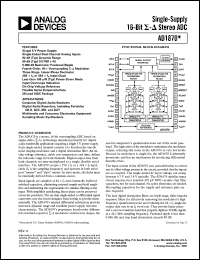 AD1870JR datasheet: 0-7V; single-supply 16-bit stereo ADC AD1870JR
