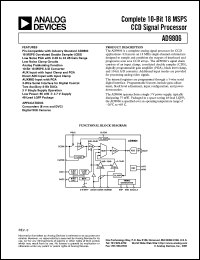 AD9806KST datasheet: complete 10-bit 18MSPS CCD signal processor. For camcorders (8mm and DVC), digital still cameras AD9806KST