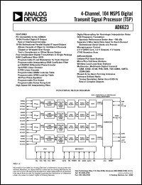 AD6623ABC datasheet: 3.6V; 4-channel, 104MSPS digital transmit signal processor (TSP) AD6623ABC