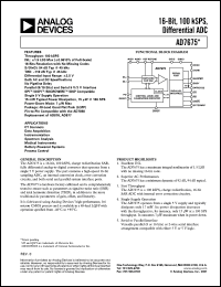 AD7675AST datasheet: 700mW; 16-bit, 100kSPS differential ADC. For CT scanners, instrumentation and spectrum analysis AD7675AST