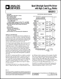 AD53513JSQ datasheet: 11V; quad ultrahigh-speed Pin driver with high-Z and V -term mode. For automatic test equipment, semiconductor test systems, board test systems, intrumentation AD53513JSQ