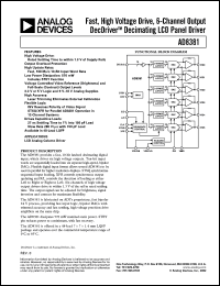 AD8381AST-REEL datasheet: 19V; 2.7W; fast, high voltage drive, 6-channel output decDriver decimating LCD panel driver. For LCD analog column driver AD8381AST-REEL