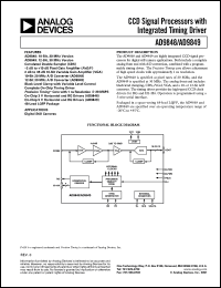 AD9849KST datasheet: 0.3-7V; CCD signal processor with integrated timing driver. For digital still cameras AD9849KST