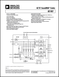 AD1887JST datasheet: 0.3-3.6V; AC97 sounfMax codec AD1887JST