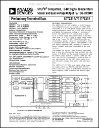 ADT7318ARQ datasheet: 0.3-7V; SPI/I2C compatible, 10-bit digital temperature sensor and quad voltage output 12/10/8-bit DAC ADT7318ARQ