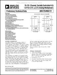 ADG725BCP datasheet: 16-/32-channel, serially controlled 4 OHm, 1.8V to 5.5V, +-2.5V, analog multiplexer ADG725BCP