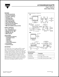 LH1522AACTR datasheet: Dual 1 form A solid state relay LH1522AACTR