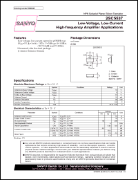 2SC5537 datasheet: NPN Epitaxial Planar Silicon Transistor Low-Voltage, Low-Current High-frequency Amplifier Applications 2SC5537