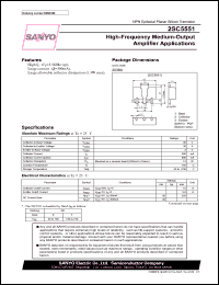 2SC5551 datasheet: NPN Epitaxial Planar Silicon Transistor High-Frequency Medium-Output Amplifier Applications 2SC5551