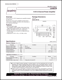 LA4278 datasheet: 10 W 2-Channel Power Amplifier LA4278