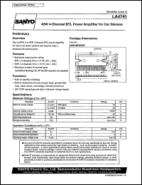 LA4741 datasheet: 42W 4-Channel BTL Power Amplifier for Car Stereos LA4741