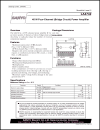 LA4742 datasheet: 45 W Four-Channel (Bridge Circuit) Power Amplifier LA4742