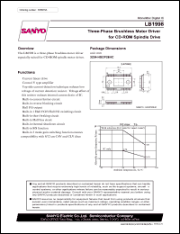 LB1998 datasheet: Three-Phase Brushless Motor Driver for CD-ROM Spindle Drive LB1998