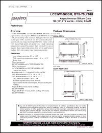 LC35W1000BM-70U datasheet: Asynchronous Silicon Gate 1M (131,072 words x8 bits) SRAM LC35W1000BM-70U