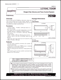 LC75342M datasheet: Single-Chip Volume and Tone Control System LC75342M