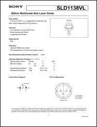 SLD1138VL datasheet: 650nm Multimode Red Laser Diode SLD1138VL