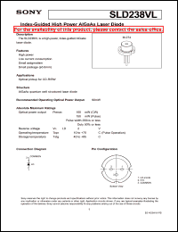 SLD238VL datasheet: Index-Guided High Power AlGaAs Laser Diode SLD238VL