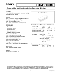 CXA2153S datasheet: Preamplifier for High Resolution Computer Display CXA2153S