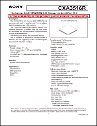 CXA3516R datasheet: 3-channel 8-bit 165MSPS A/D Converter Amplifier CXA3516R