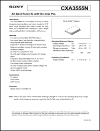 CXA3555N datasheet: All Band Tuner IC with On-chip PLL CXA3555N