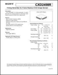 CXD2498R datasheet: Timing Generator for Frame Readout CCD CXD2498R