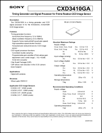 CXD3410GA datasheet: Timing Generator and Signal Processor CXD3410GA