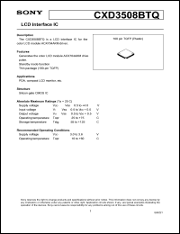 CXD3508BTQ datasheet: LCD Interface IC CXD3508BTQ