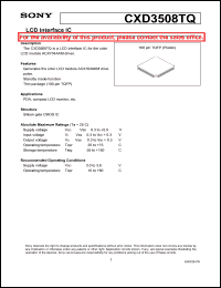 CXD3508TQ datasheet: LCD Interface IC CXD3508TQ