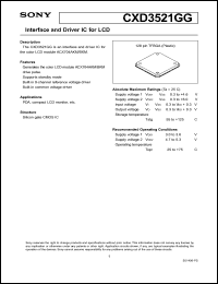 CXD3521GG datasheet: Interface and Driver IC for LCD CXD3521GG