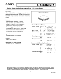 CXD3607R datasheet: Timing Generator for Progressive Scan CXD3607R