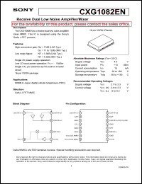 CXG1082EN datasheet: Receive Dual Low Noise Amplifier/Mixer CXG1082EN