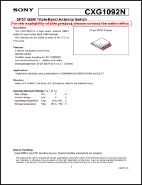 CXG1092N datasheet: SP5T GSM Triple-Band Antenna Switch CXG1092N