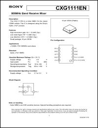 CXG1111EN datasheet: 800MHz Band Receive Mixer CXG1111EN