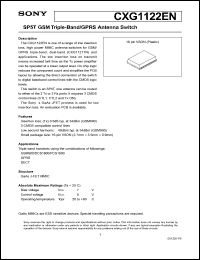 CXG1122EN datasheet: SP5T GSM Triple-Band/GPRS Antenna Switch CXG1122EN