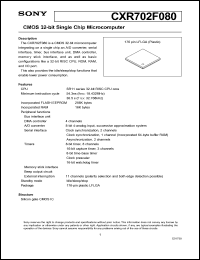 CXR702F080 datasheet: CMOS 32-bit Single Chip Microcomputer CXR702F080