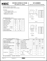KTA1040D datasheet: General Purpose Transistor KTA1040D
