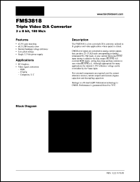 FMS3818 datasheet: Triple Video D/A Converter 3 x 8 bit, 180 Ms/s FMS3818