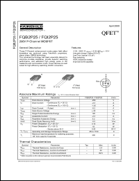 FQB2P25 datasheet: 250V P-Channel MOSFET FQB2P25