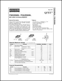 FQD20N06L datasheet: 60V LOGIC N-Channel MOSFET FQD20N06L