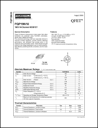 FQP19N10 datasheet: 100V N-Channel MOSFET FQP19N10