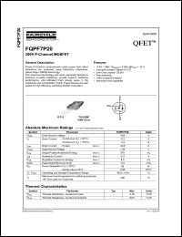 FQPF7P20 datasheet: 200V P-Channel MOSFET FQPF7P20
