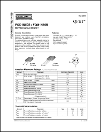 FQU1N50B datasheet: 500V N-Channel MOSFET FQU1N50B