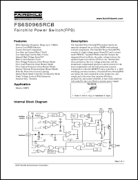 FS6S0965RCB datasheet: Fairchild Power Switch(FPS) FS6S0965RCB