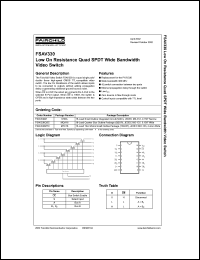 FSAV330 datasheet: Low On Resistance Quad SPDT Wide Bandwidth Video Switch FSAV330