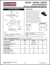 H21A1 datasheet: PHOTOTRANSISTOR OPTICAL INTERRUPTER SWITCH H21A1