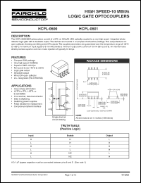 HCPL-0601 datasheet: HIGH SPEED-10 MBit/s LOGIC GATE OPTOCOUPLERS HCPL-0601