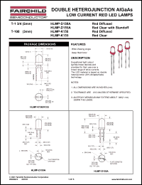 HLMP-K150 datasheet: DOUBLE HETEROJUNCTION AIGaAs LOW CURRENT RED LED LAMPS HLMP-K150