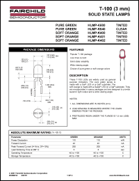 HLMP-K400 datasheet: T-100 (3 mm) SOLID STATE LAMPS HLMP-K400